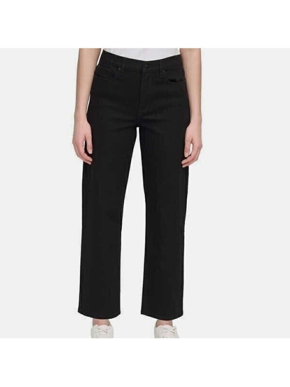 Calvin Klein Jeans High Rise Straight Leg Jeans Black - Picture 2 of 6